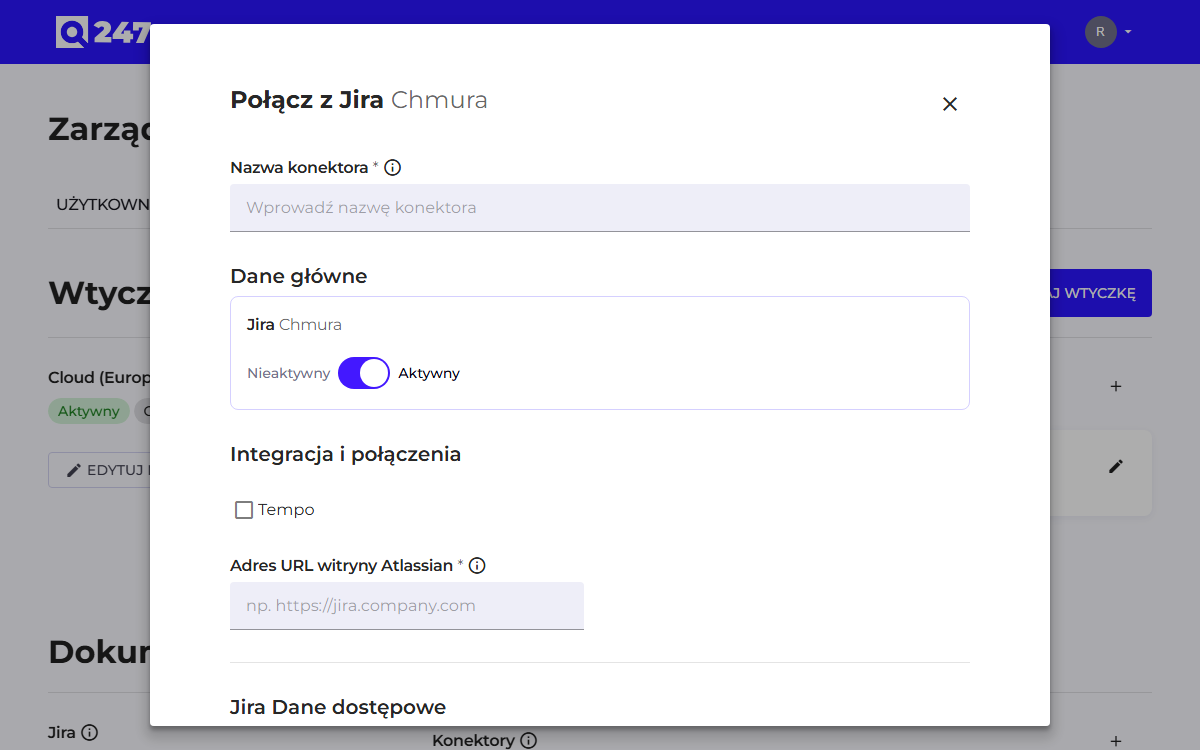 Jira Cloud connector form