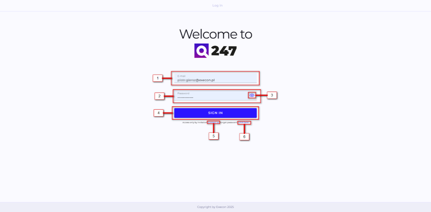 Logging screen