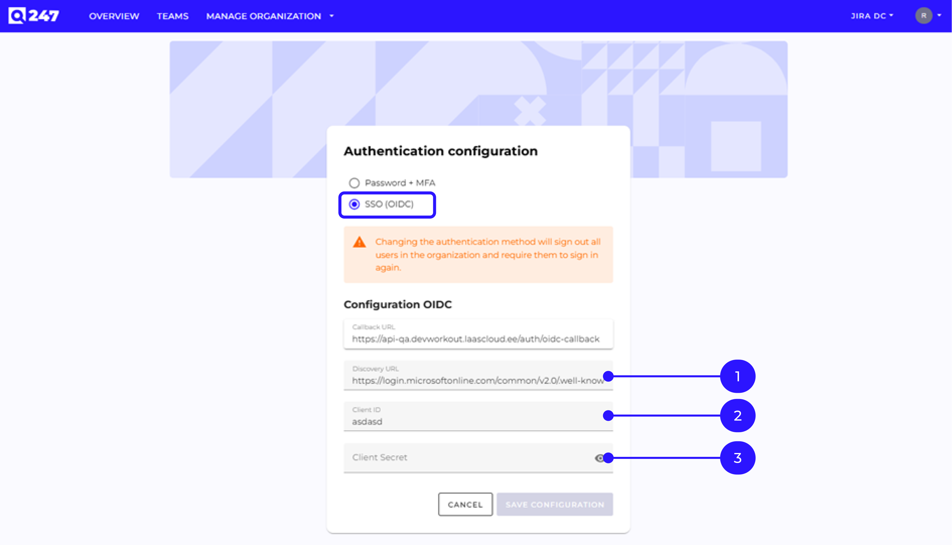 Authentication configuration