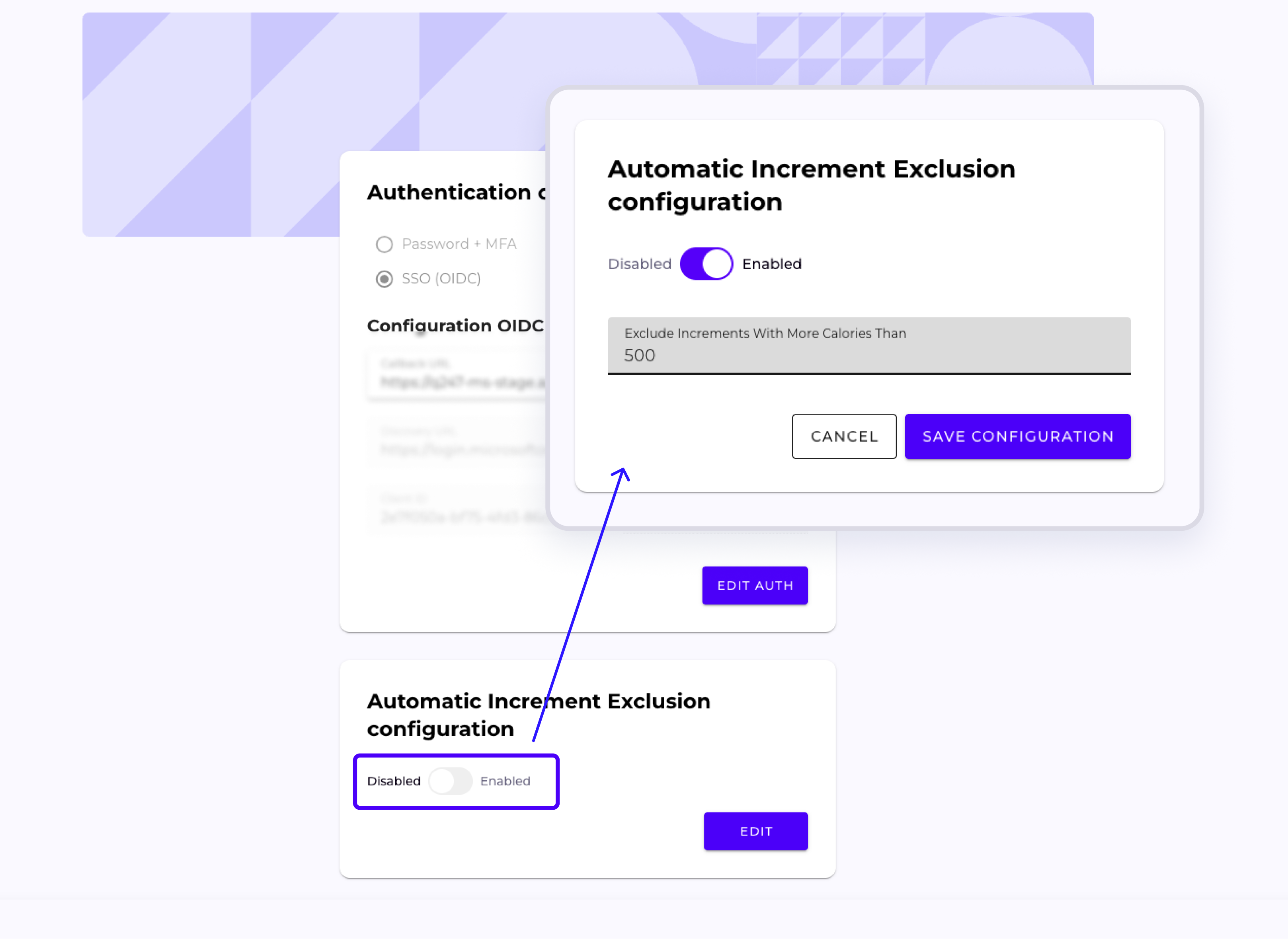 Automatic hiding of increments