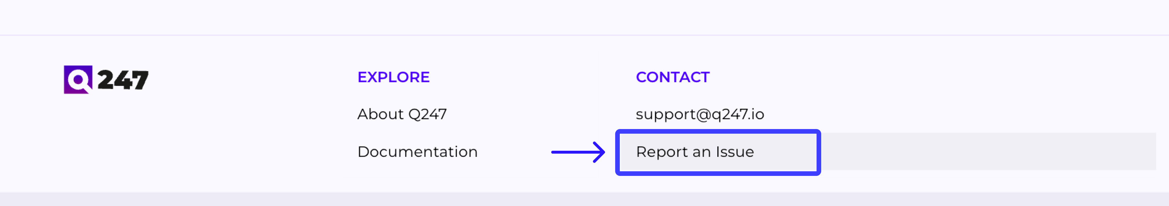 Report An Issue button in the application