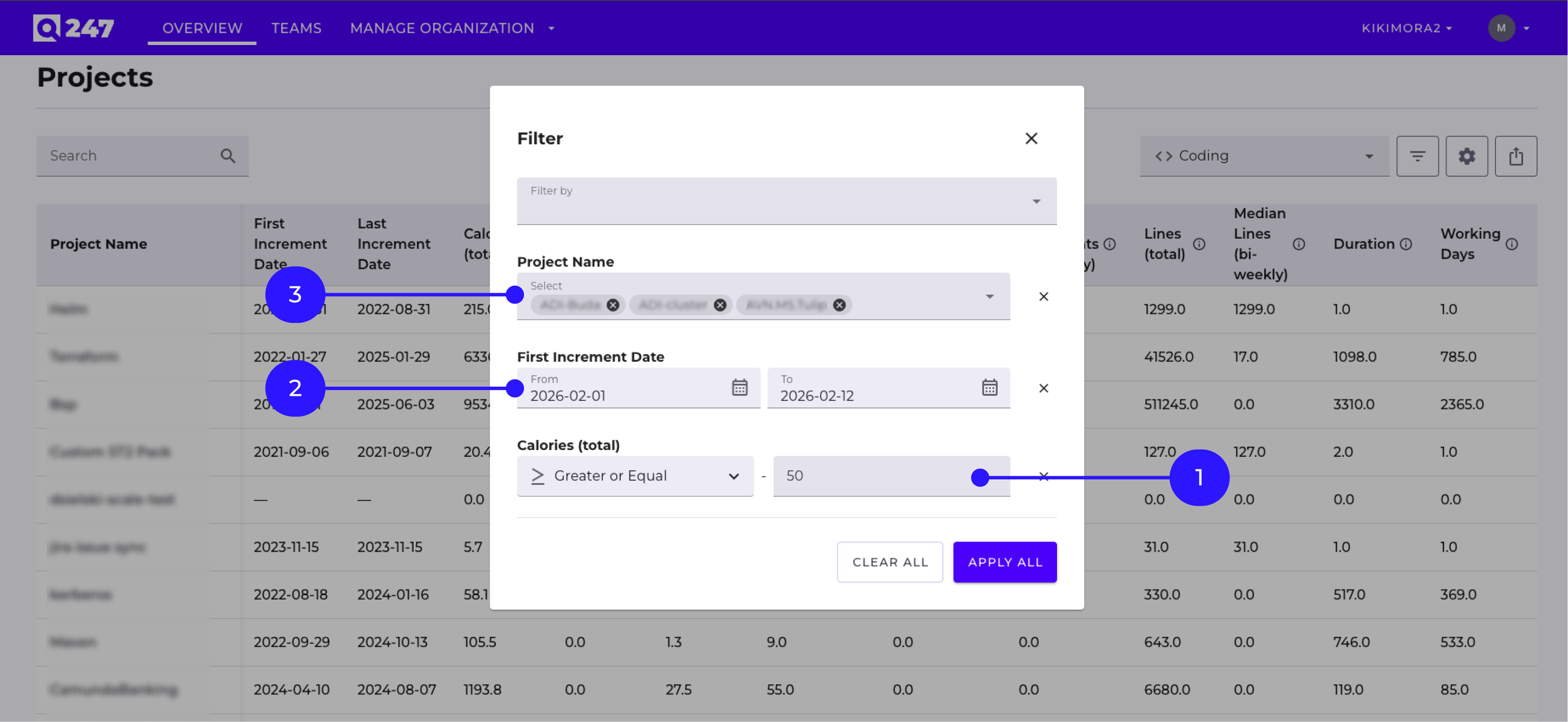Szczegóły filtrowania